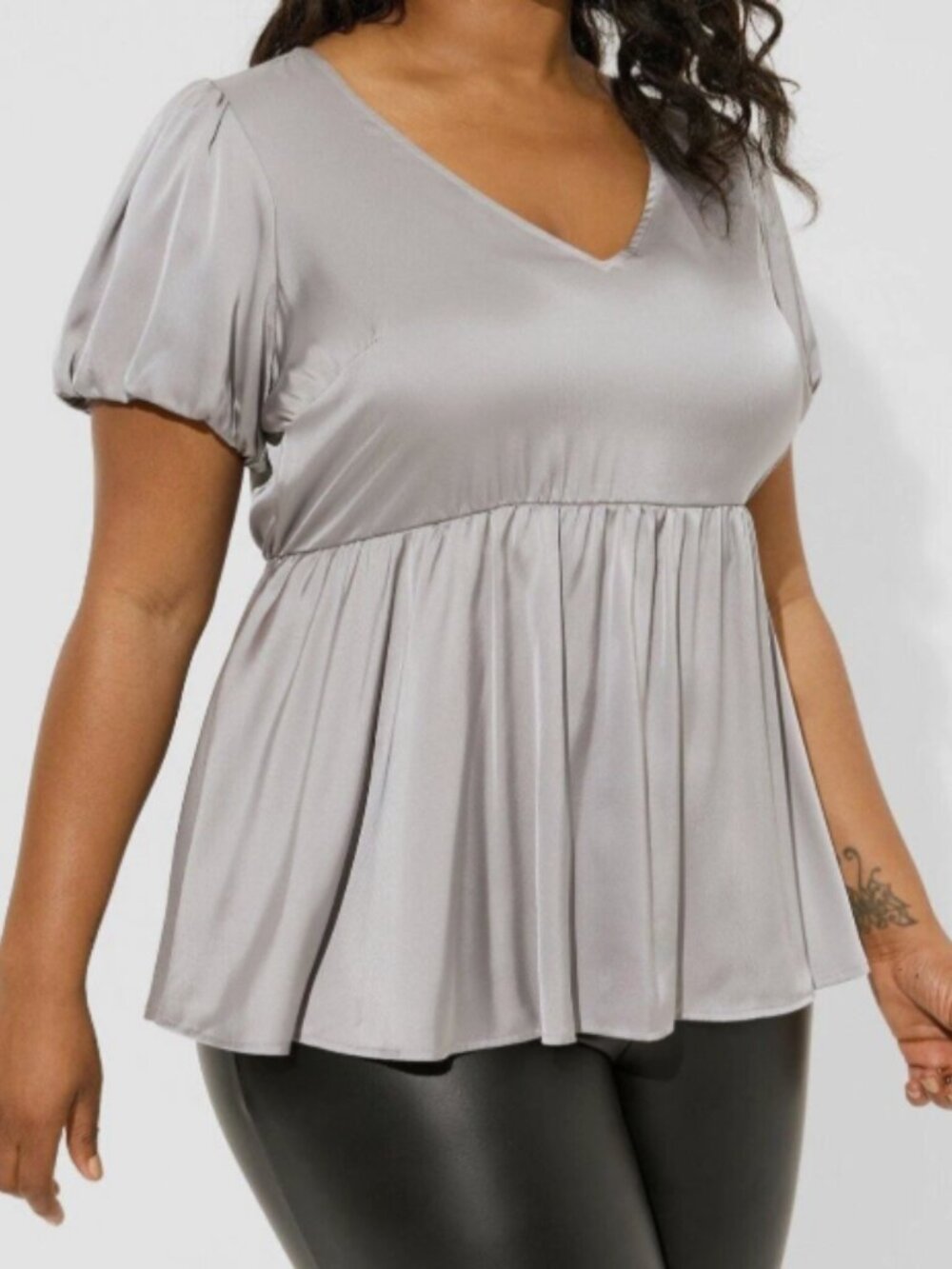 Torrid Silver Satin Top